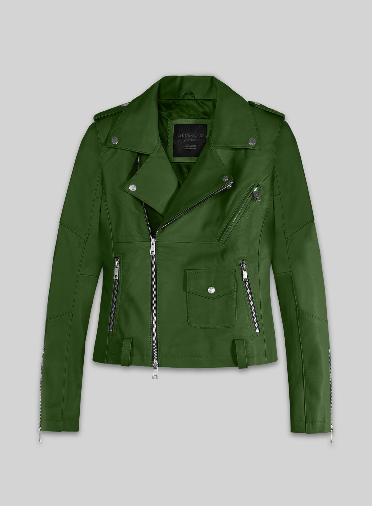 Rihanna Black Biker Leather Jacket Style 1 – front view