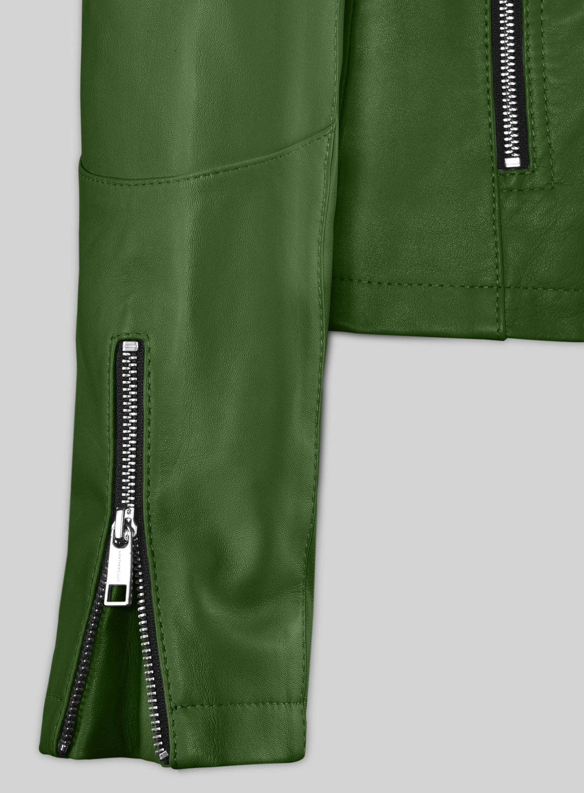 Rihanna Black Biker Leather Jacket Style 1 – close-up and worn views