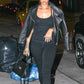 Rihanna Black Biker Leather Jacket – close-up and worn views