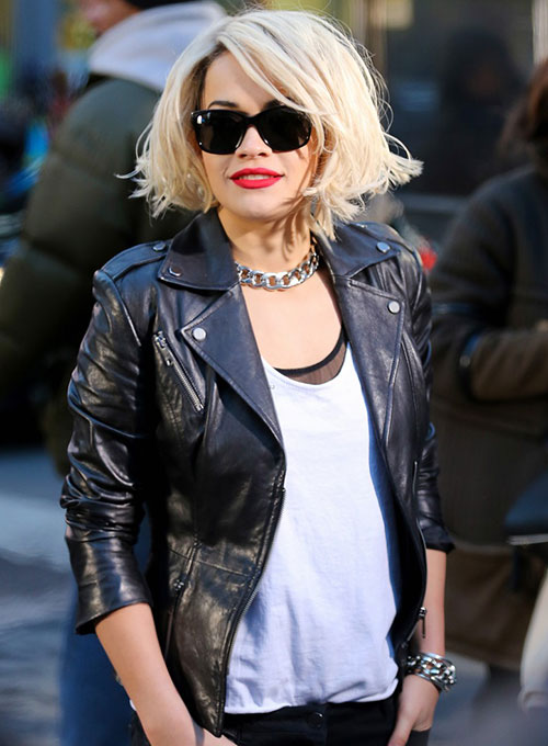 Rita Ora Black Leather Jacket – alternate view