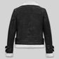 Rita Ora Black Biker Leather Jacket Style 2 – back view