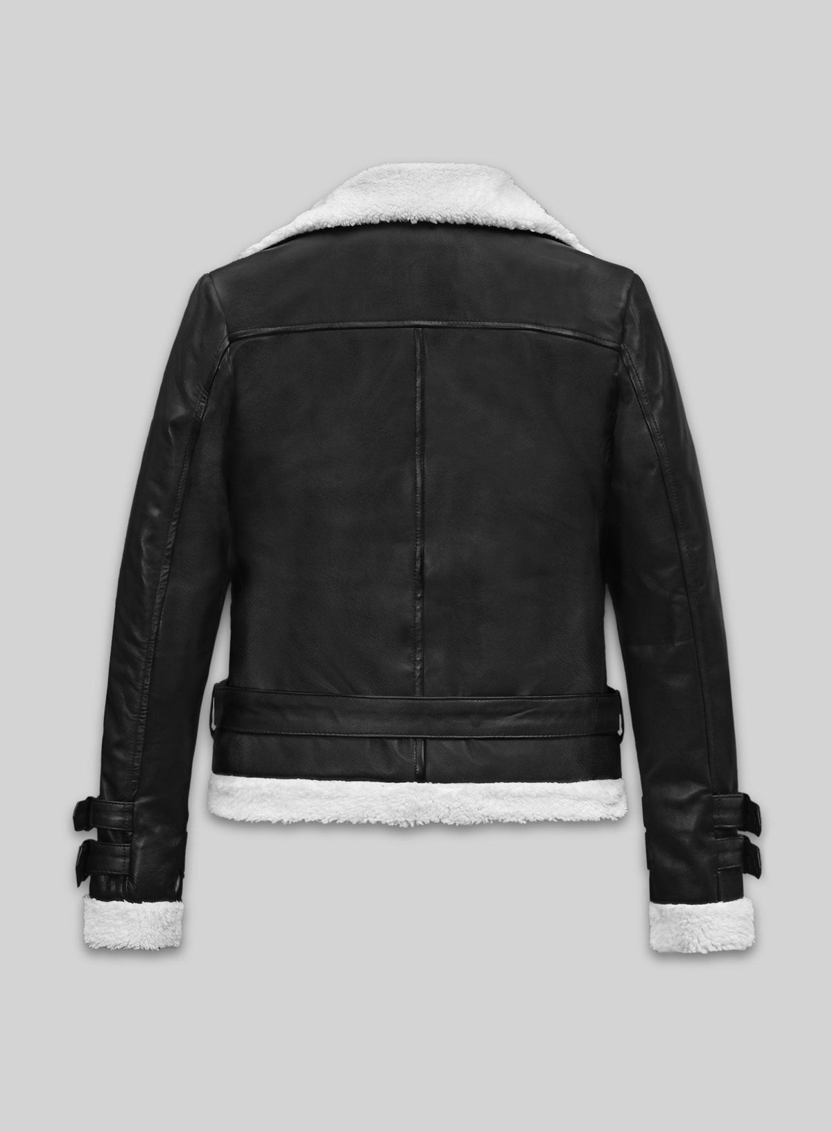 Rita Ora Black Biker Leather Jacket Style 2 – back view