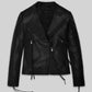 Rita Ora Black Biker Leather Jacket – front view