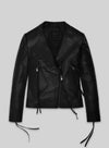 Rita Ora Black Biker Leather Jacket – front view