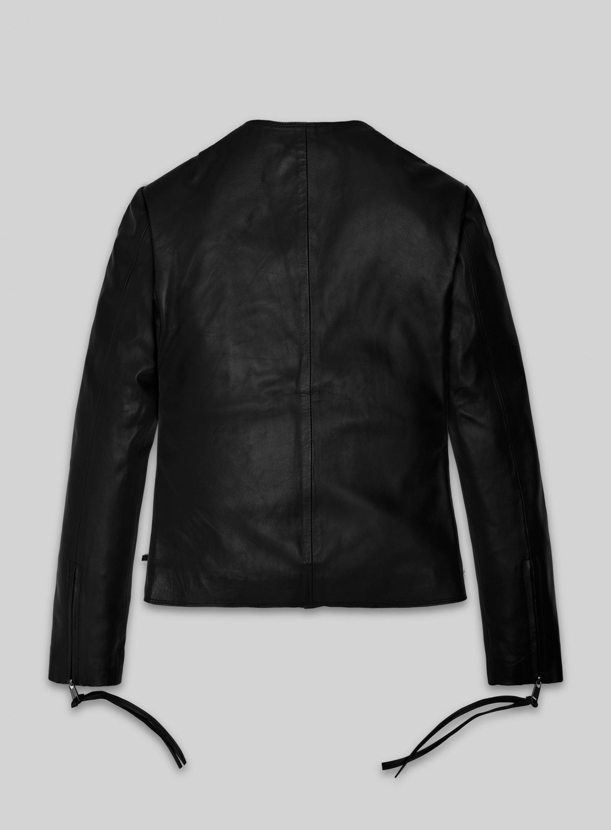 Rita Ora Black Biker Leather Jacket – back view