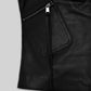Rita Ora Black Biker Leather Jacket – close-up and worn views