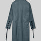 Rita Ora Black Leather Long Coat – back view