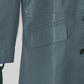 Rita Ora Black Leather Long Coat – close-up and worn views