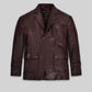 Robert Downey Jr. Rome Dark Brown Leather Blazer – front view