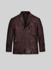 Robert Downey Jr. Rome Dark Brown Leather Blazer – front view