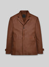 Robert Downey Jr. Singing Detective Brown Leather Blazer in cognac brown – front view