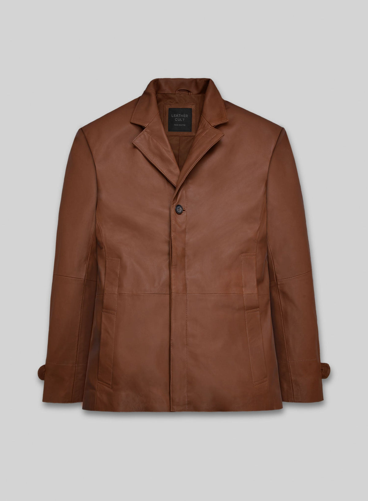 Robert Downey Jr. Singing Detective Brown Leather Blazer in cognac brown – front view
