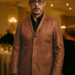 Robert Downey Jr. Singing Detective Brown Leather Blazer in cognac brown – worn look