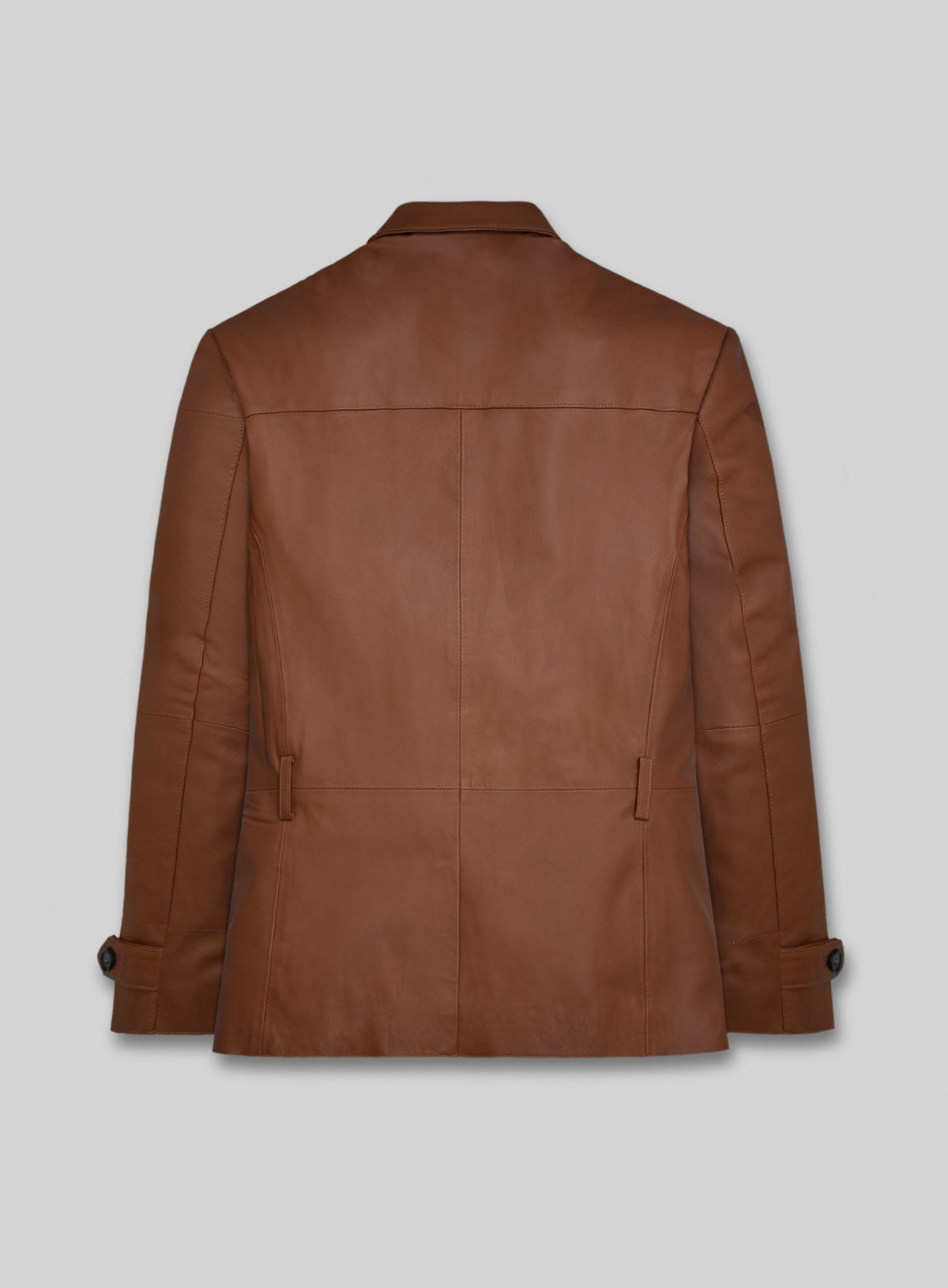 Robert Downey Jr. Singing Detective Brown Leather Blazer in cognac brown – back view