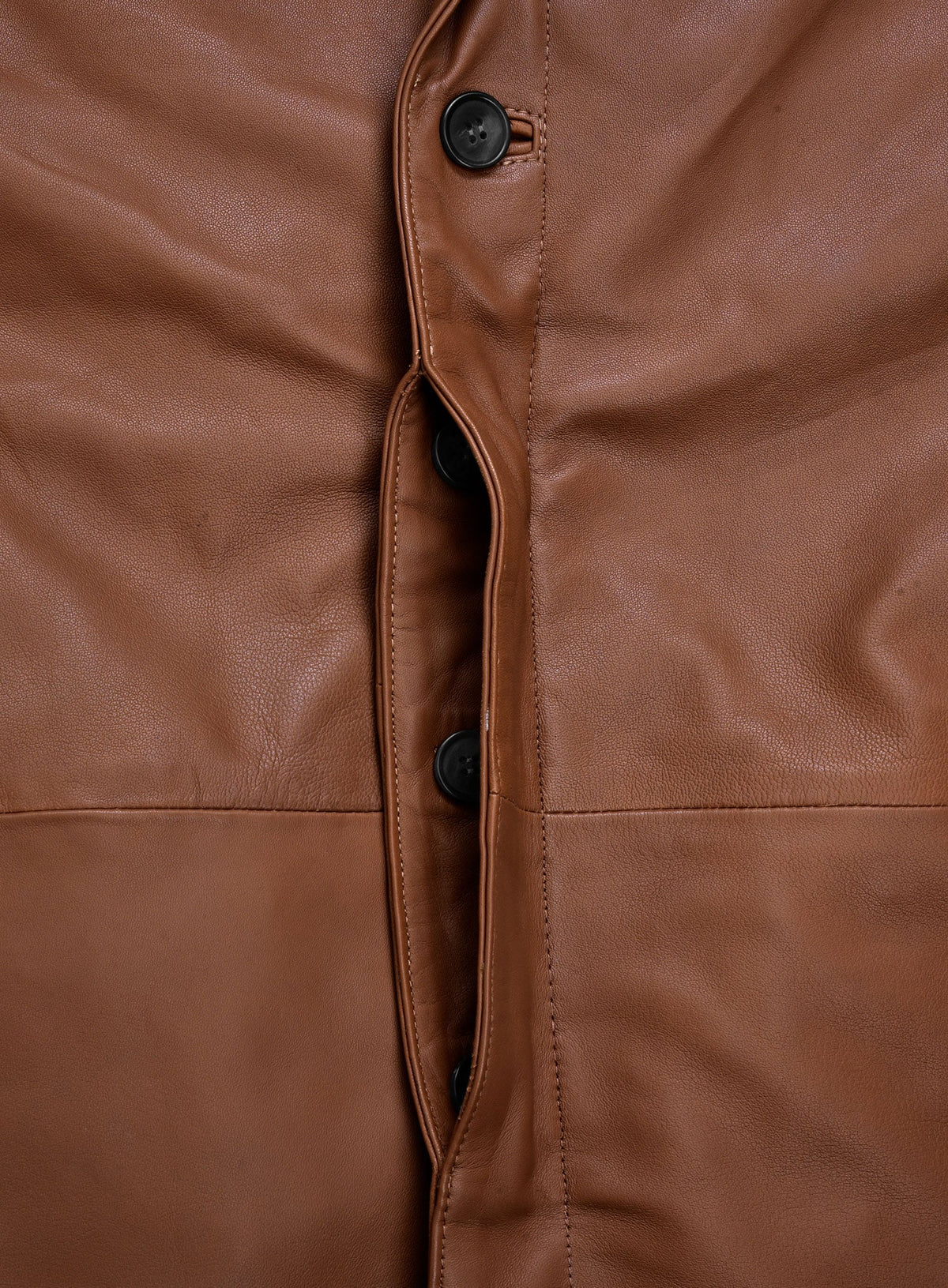 Robert Downey Jr. Singing Detective Brown Leather Blazer in cognac brown – full product view