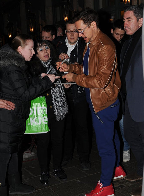 Robert Downey Jr. Black Leather Jacket Style 2 – Robert Downey Jr. wearing the look, photo 3