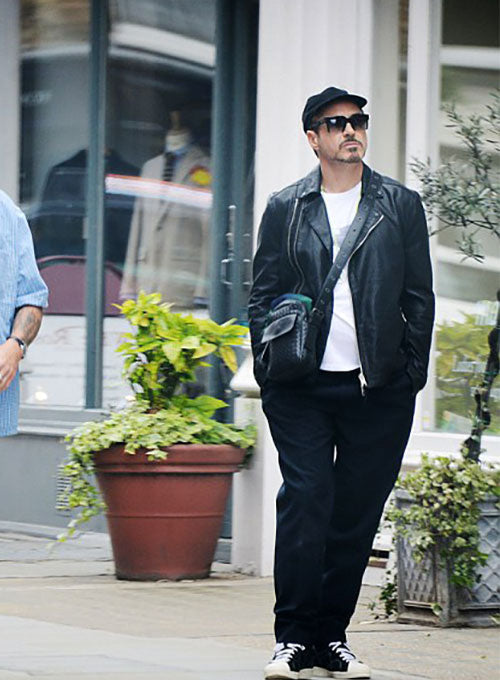 Robert Downey Jr. Black Leather Jacket – Robert Downey Jr. celebrity photo