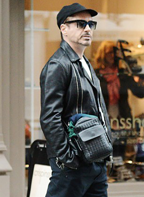 Robert Downey Jr. Black Leather Jacket – Robert Downey Jr. wearing the look, photo 2