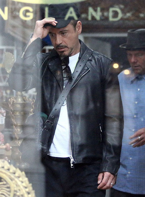 Robert Downey Jr. Black Leather Jacket – Robert Downey Jr. wearing the look, photo 3