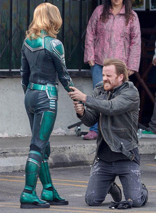 Robert Kazinsky Captain Marvel Black Leather Jacket – Robert Kazinsky wearing the look, photo 3