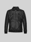 Robert Pattinson 2020 Paris Fashion Show Black Leather Jacket – front view