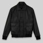 Robert Pattinson Black Bomber Leather Jacket – front view