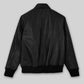Robert Pattinson Black Bomber Leather Jacket – back view