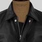 Robert Pattinson Black Bomber Leather Jacket – close-up detail of hardware and pockets