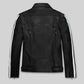 Robert Pattinson Damsel Black Striped Leather Jacket – back view