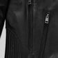 Robert Pattinson Damsel Black Striped Leather Jacket – full product view