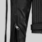 Robert Pattinson Damsel Black Striped Leather Jacket – full product view