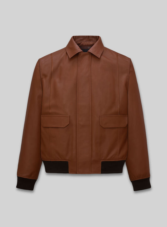 Robert Pattinson Black Leather Jacket – front view