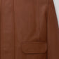 Robert Pattinson Black Leather Jacket – close-up detail of front closure, pocket and leather stitching