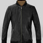 Roger Federer Black Bomber Leather Jacket – front view