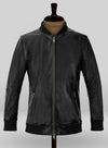 Roger Federer Black Bomber Leather Jacket – front view
