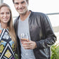 Roger Federer Black Bomber Leather Jacket – close-up and worn views