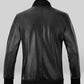 Roger Federer Black Bomber Leather Jacket – full product view