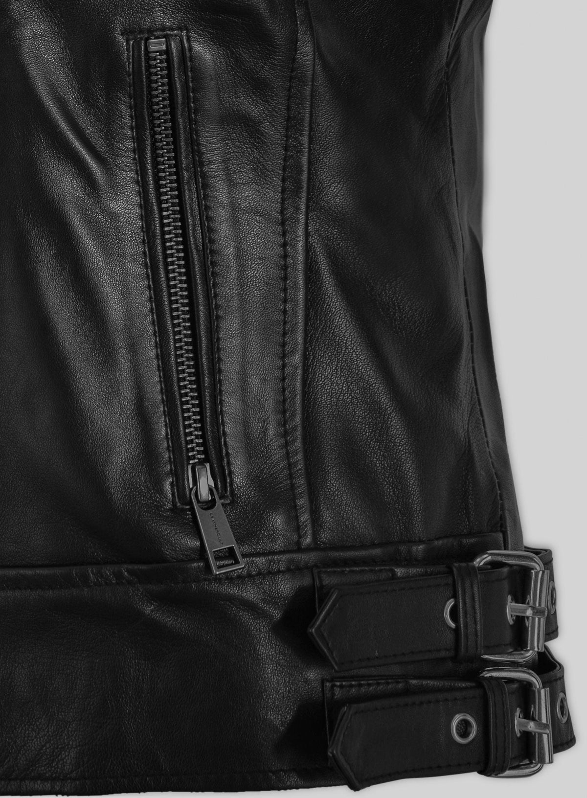 Ronda Rousey Black Leather Jacket – close-up and worn views