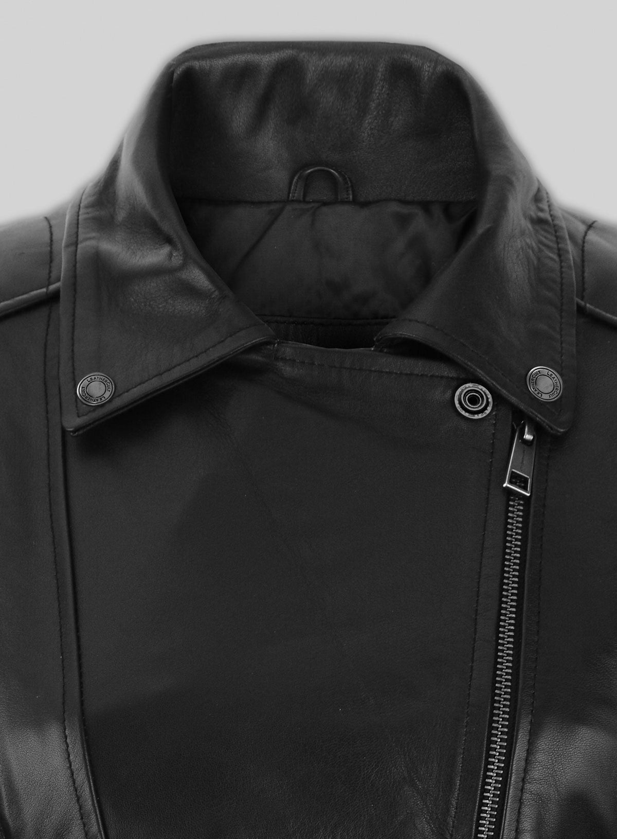 Ronda Rousey Black Leather Jacket – close-up and worn views