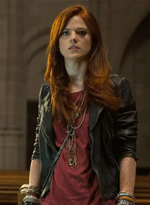 Rose Leslie The Last Witch Hunter Black Leather Jacket – front view