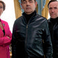 Rowan Atkinson Johnny English Strikes Again Black Leather Jacket – close-up and worn views
