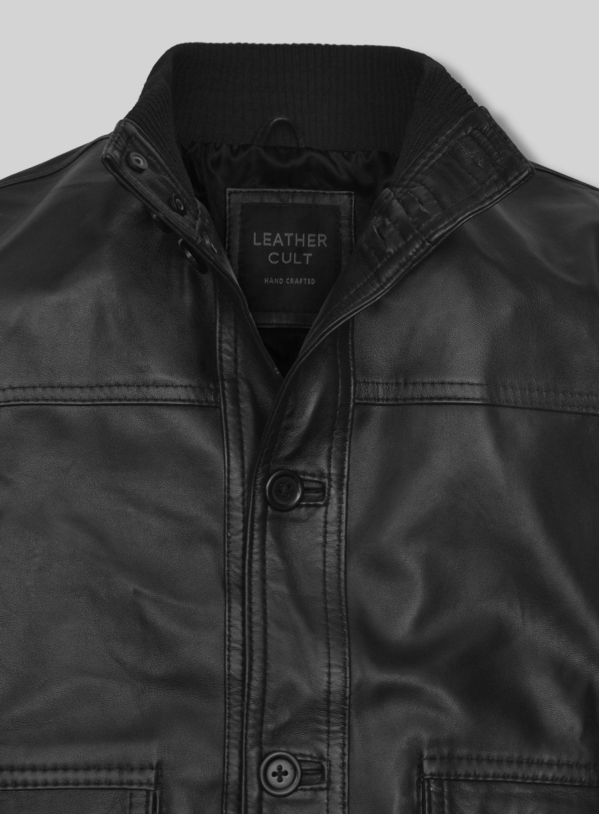 Ryan Reynolds Wolverine Premiere Black Bomber Leather Jacket – close-up detail of hardware and pockets