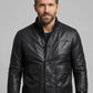 Ryan Reynolds Wolverine Premiere Black Bomber Leather Jacket – worn look
