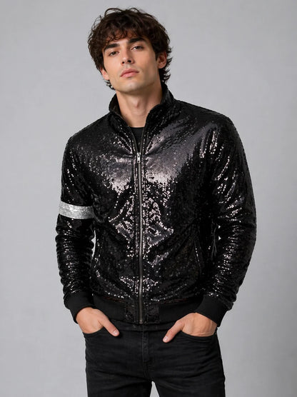 Michael Jackson Black Sequin Jacket | MJ Inspired Billie Jean Sparkle Jacket