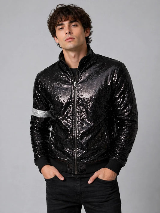 Michael Jackson Black Sequin Jacket | MJ Inspired Billie Jean Sparkle Jacket