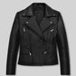 Salma Hayek The Hitman's Wife's Bodyguard Black Leather Jacket – front view