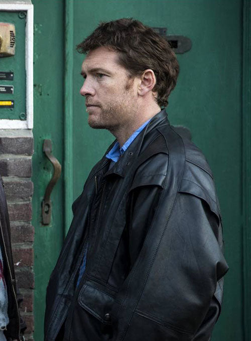 Sam Worthington Black Leather Jacket – Sam Worthington wearing the look, photo 2