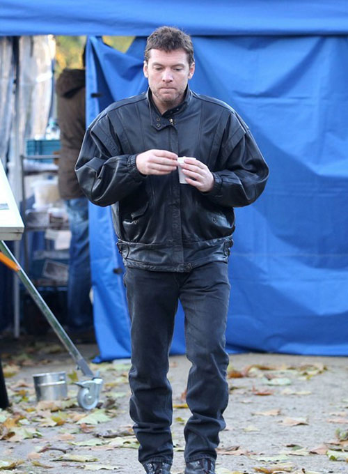 Sam Worthington Black Leather Jacket – Sam Worthington wearing the look, photo 3