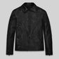 Sam Worthington Black Biker Leather Jacket – front view