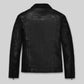 Sam Worthington Black Biker Leather Jacket – back view